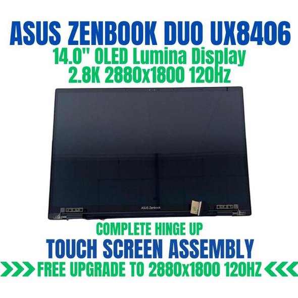 1 of 8-image forASUS ZENBOOK DUO UX8406CA-DS91T-CA 14.0" 2880x1800 OLED Lumina Display Complete Hinge Up Touch Screen Assembly