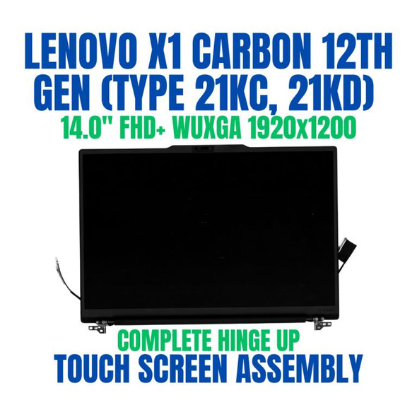 1 of 8-image forLenovo ThinkPad X1 Carbon Gen 12 21KC009KGP 14.0" FHD+ WUXGA 1920x1200 Complete Hinge Up Touch Screen Assembly
