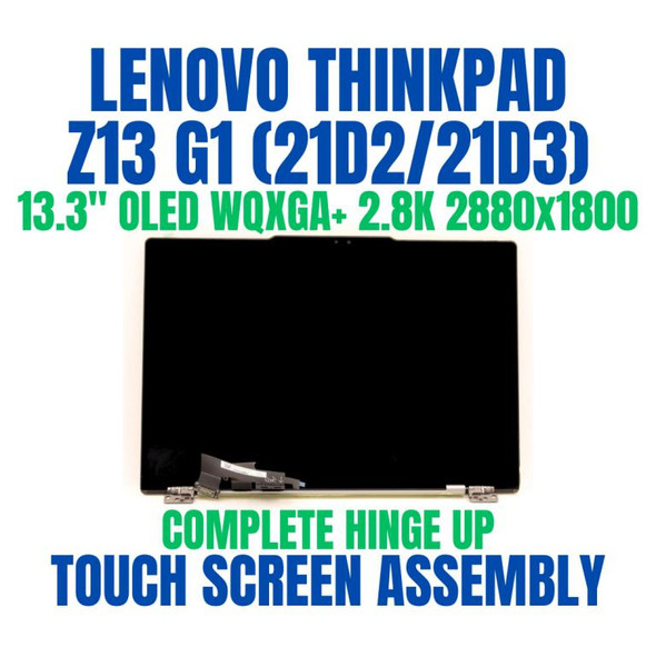 1 of 8-image forLenovo ThinkPad Z13 Gen 1 21D2002DIW 13.3" WQXGA+ 2880x1800 40 Pin 2.8K OLED Complete Hinge Up Touch Screen Assembly