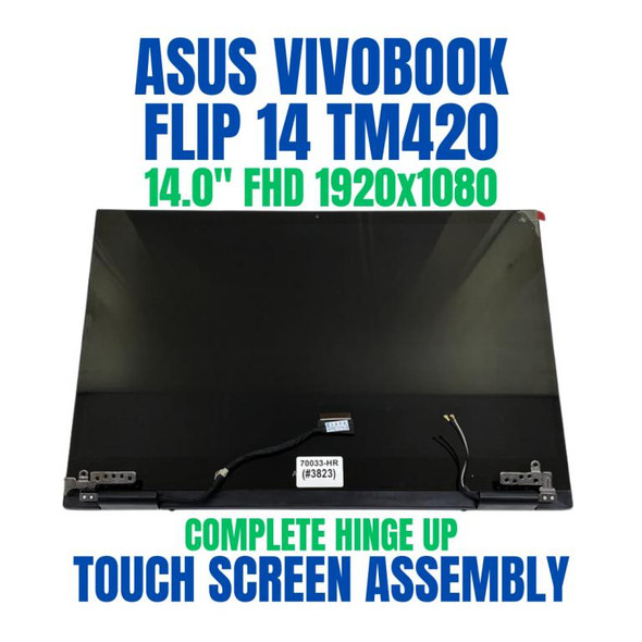 1 of 7-image forASUS VIVOBOOK FLIP TM420UA-BS59T-CB 14.0" 1920x1080 Complete Hinge Up Touch Screen Assembly Full HD