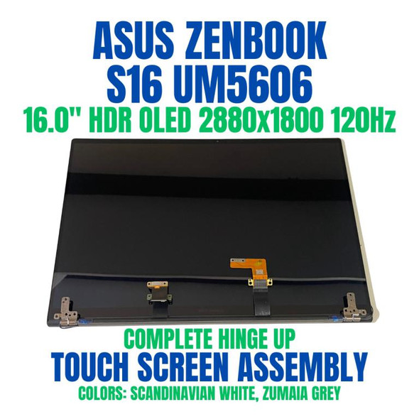 1 of 7-image forASUS ZENBOOK S16 UM5606WA-PB99T 16" OLED 2880x1800 HDR 120Hz Complete Hinge Up Touch Screen Assembly