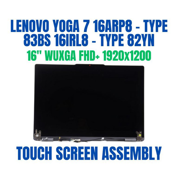 1 of 10-image forLenovo Yoga 7 16IRL8 82YN0055MB 16" FHD+ WUXGA 1920x1200 Complete Hinge Up Touch Screen Assembly
