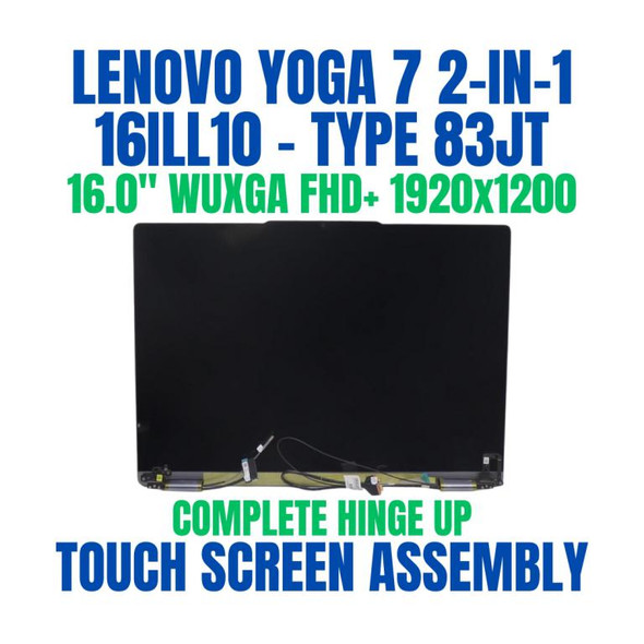 1 of 8-image forLenovo Yoga 7 2-in-1 16ILL10 83JT002GTA 16" FHD+ WUXGA 1920x1200 Complete Hinge Up Touch Screen Assembly