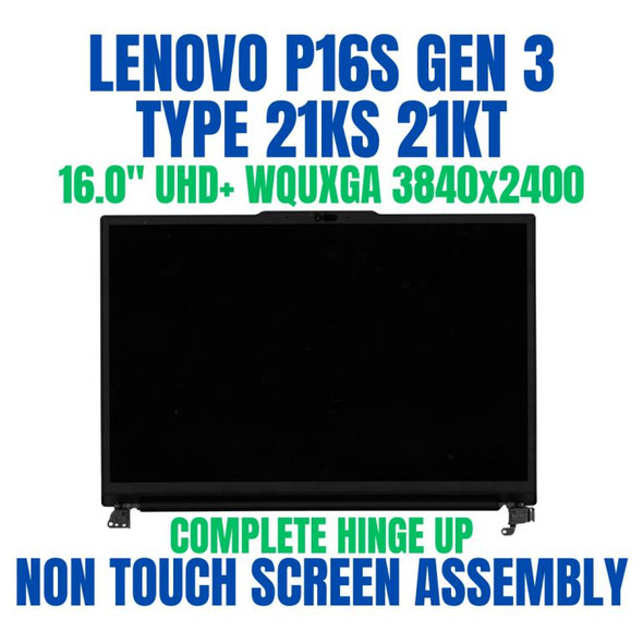 1 of 8-image forLenovo ThinkPad P16s Gen 3 21KS0020CA 16" UHD+ WQUXGA 3840x2400 Complete Non Touch Screen Assembly Hinge Up