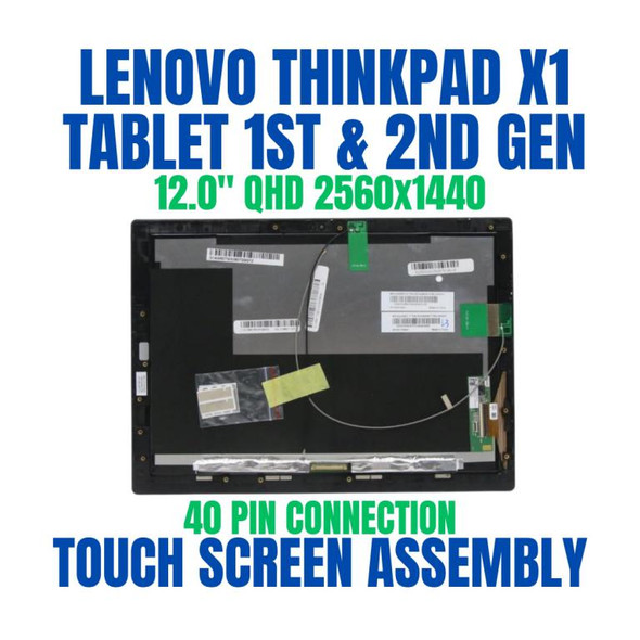 1 of 8-image forLenovo ThinkPad X1 Tablet 2nd Gen 20JB0018xx 12.0" QHD 2160x1440 40 Pin Touch Screen Assembly