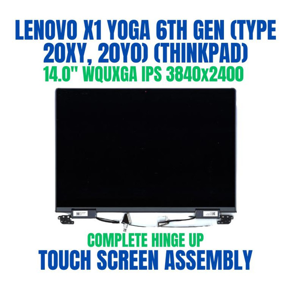 1 of 8-image forLenovo ThinkPad X1 Yoga Gen 6 20XY004ASC 14.0" WQUXGA 3840x2400 40 Pin IPS Complete Hinge Up Touch Screen Assembly