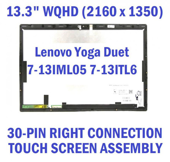 1 of 4-image forLenovo Yoga Duet 7-13IML05 82AS002QED 13.3" WQHD 2160x1350 30 Pin Touch Screen Assembly