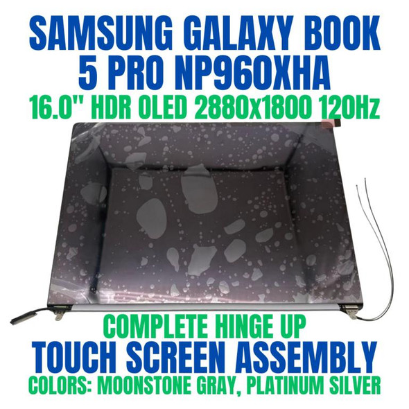 1 of 6-image forSamsung GALAXY BOOK5 PRO NP960XHA-KG2US 16" 2880x1800 120Hz HDR OLED Complete Hinge Up Touch Screen Assembly