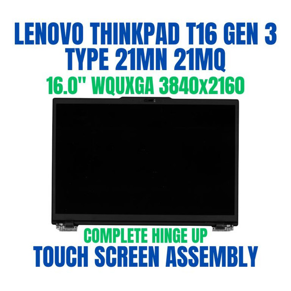 1 of 8-image forLenovo ThinkPad T16 Gen 3 21MN00C9GP 16" WQUXGA 3840x2160 Complete Hinge Up Touch Screen Assembly
