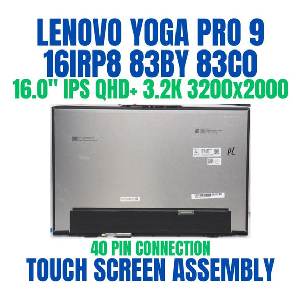 1 of 8-image forLenovo Yoga Pro 9 16IRP8 83BY000HTX 16" QHD+ 3200x2000 40 Pin IPS Touch Screen Assembly