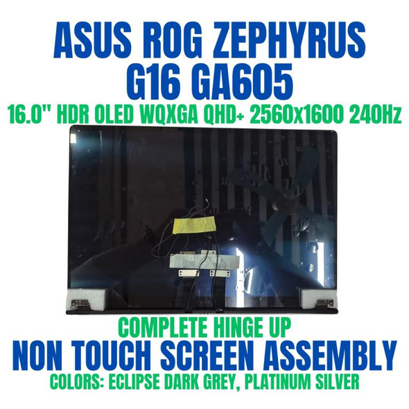 1 of 7-image for16" Screen Module ROG Zephyrus M16 Asus 90NR0J93-R20010 16" WQXGA QHD+ Non Touch 240Hz HDR OLED Complete Non Screen Assembly Hinge Up