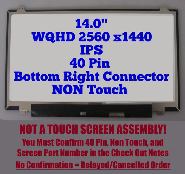 1 of 5-image for14" B140QAN01.5 QHD LED LCD Display Screen Lenovo ThinkPad T460 T470 T480
