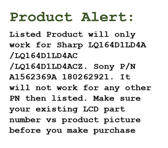 2 of 5-image forSony Vaio Vgn-fw518f REPLACEMENT LAPTOP LCD Screen 16.4" WXGA++ Single Lamp LQ164D1LD4A ONLY