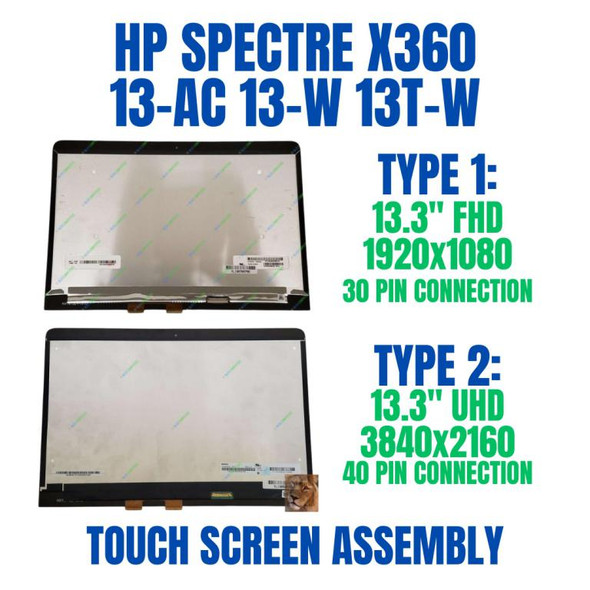1 of 8-image for13.3" Screen HP Spectre 13-W013DX IPS FHD 30 Pin REPLACEMENT Screen Glossy Also NV133FHM-N52 LTN133HL09 LP133WF4-SPB1