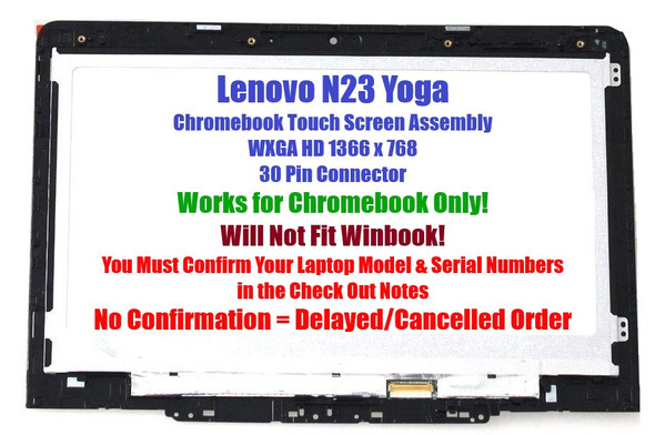 1 of 6-image for11.6" Lenovo N23 Yoga Touch LED LCD Screen Assembly 5D68C09575 5D68C07628