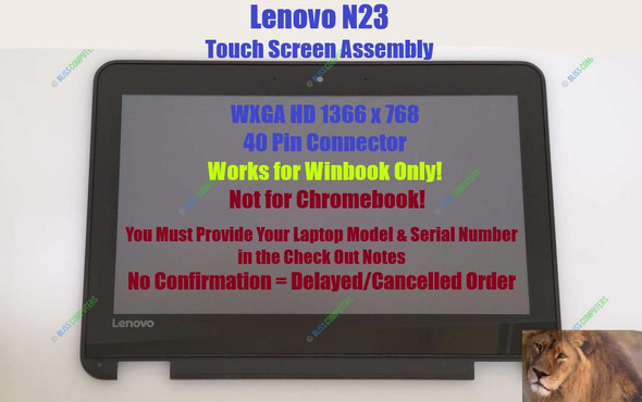 1 of 5-image for11.6" LCD Touch Screen Digitizer Assembly Lenovo N23 Winbook 80UR 5D10L76065