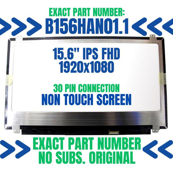 1 of 4-image forLCD Screen 15.6" B156HAN01.2 1920X1080 eDP 30 Pin Slim Glossy WUXGA