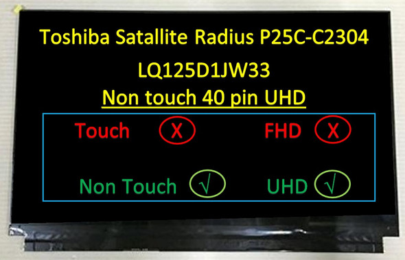 1 of 5-image for12.5" 4K LCD Screen LQ125D1JW33 TOSHIBA Satellite Radius 12 3840X2160