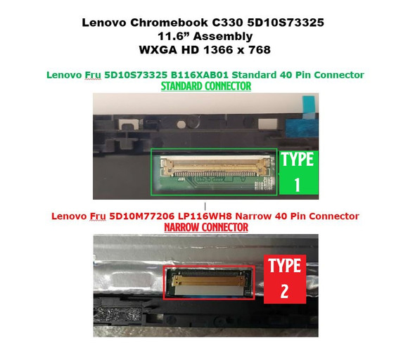 1 of 6-image forLenovo Chromebook C330 11.6" HD LCD Assembly 5d10s751830 Nv116whm-t00