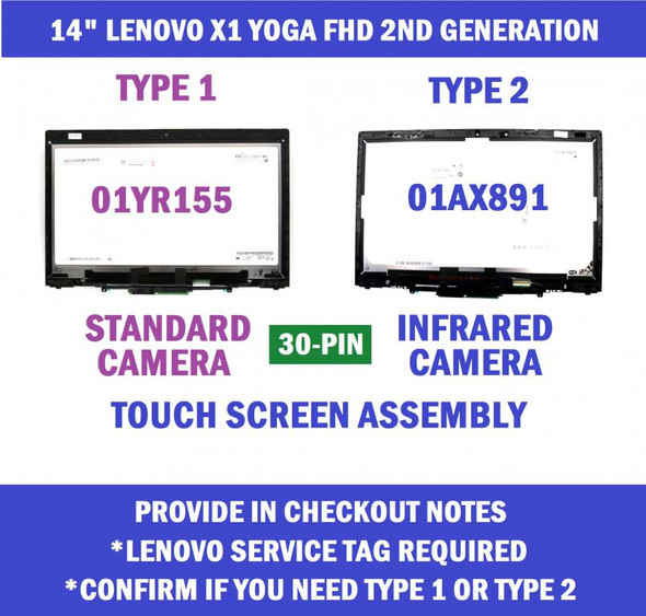 2 of 6-image forFHD LCD Display Touch Screen Assembly Frame Lenovo Thinkpad X1 Yoga 20JD 2nd