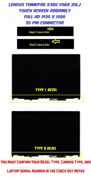 1 of 9-image forLenovo FRU 02DA168 13.3" FHD LCD LED Touch Screen Digitizer Assembly Bezel