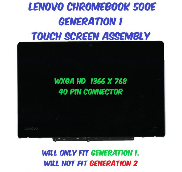 1 of 8-image for11.6" Lenovo 500E Chromebook LCD Touch Screen Bezel FRU 5D10Q79736