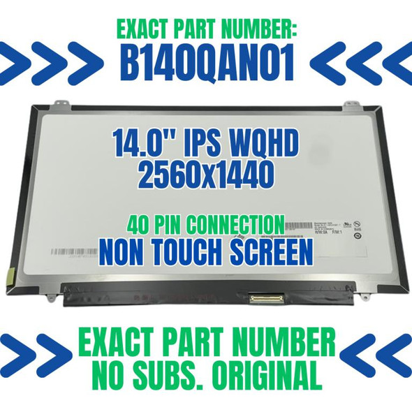 1 of 6-image forHP Elitebook 840 G3 14" QHD 2560X1440 LED Anti-Glare LCD Screen 823952-001