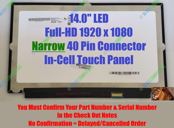 1 of 9-image forREPLACEMENT 14.0" LED LCD Touch Digitizer Screen B140HAK02.3 eDP 40 Pin Lenovo 01ER483 FHD