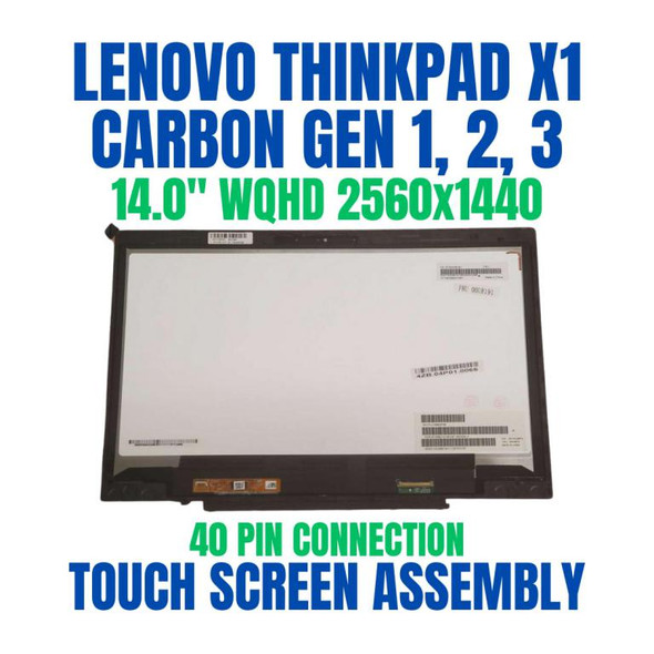1 of 10-image forREPLACEMENT 14" WQHD 2560X1440 LCD Screen IPS LED Display Touch Digitizer Bezel Frame Control Board Assembly Lenovo Thinkpad X1 Carbon Gen 2 00NY424