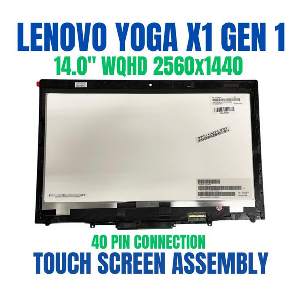 1 of 5-image for14" WQHD 2560X1440 LCD Touch Screen Digitizer Bezel Assembly Lenovo X1 Yoga 1st Gen 00UR191