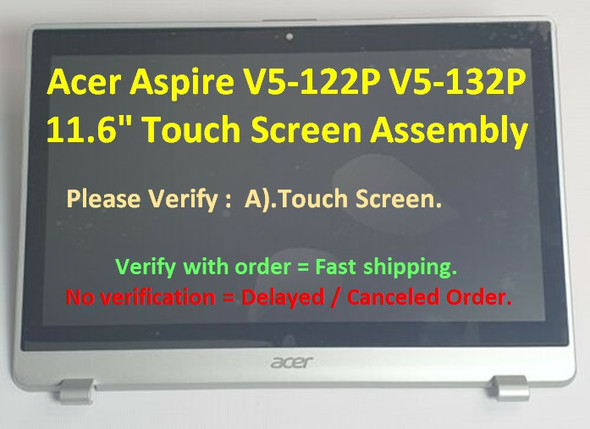 1 of 3-image for11.6" Touch LCD Screen Assembly Display Acer Aspire V5-122P-0816 MS2377+ Bezel