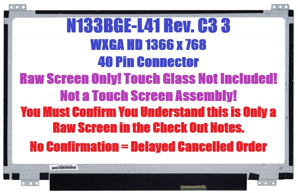 1 of 3-image for13.3" 1366x768 N133BGE-L41 Rev.C3 Laptop LED LCD Screen ASUS S300CA Slim Panel