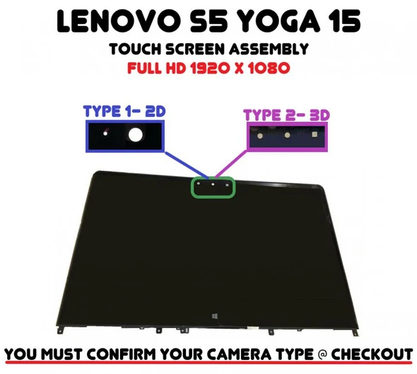 1 of 16-image for15.6" 1920x1080 FHD LED LCD Touch Screen Assembly Frame FRU 00JT259 Lenovo S5 Yoga 15