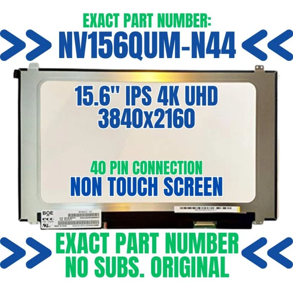 1 of 6-image for15.6" 4K UHD IPS LCD Screen Display Panel 3840x2160 Lenovo Thinkpad T580 20L9