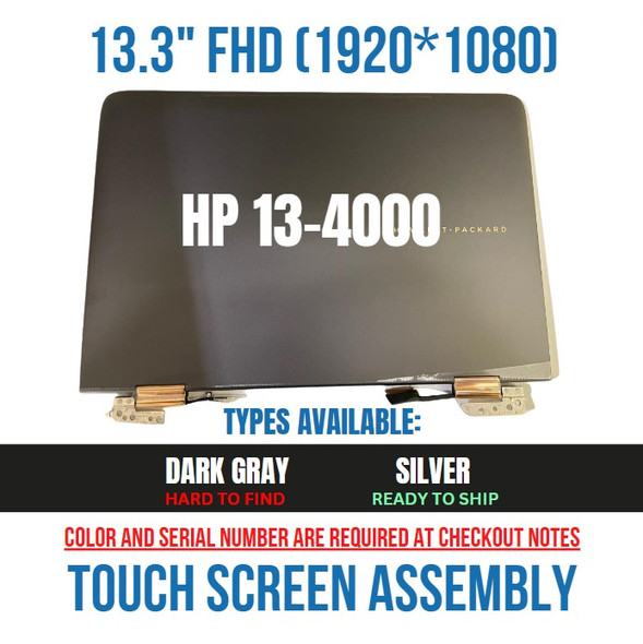 1 of 6-image forREPLACEMENT 13.3" FHD 1920x1080 LCD Screen IPS LED Display Touch Digitizer Frame + Silver Cover Cable Hinges Complete Full Assembly HP Spectre X360 13-4101la