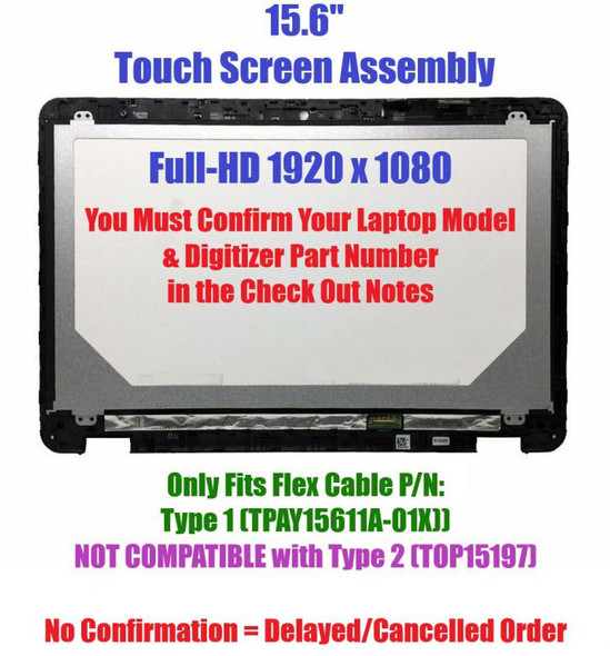 1 of 3-image forAsus Vivobook Flip TP501UB-BS71T 15.6" FHD WUXGA 1080P eDP Slim LCD LED Screen