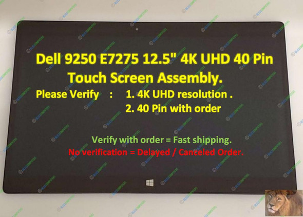 1 of 4-image for12.5" 3840X2160 Dell XPS 12 9250 UHD LCD Touch Digitizer Assembly Frame