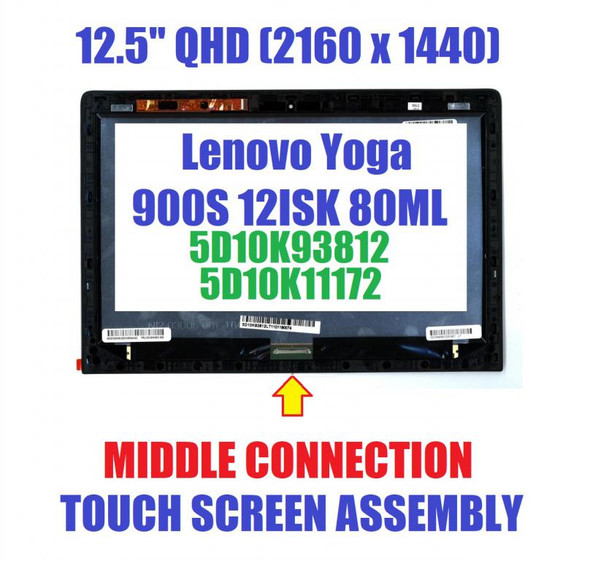 1 of 8-image for12.5" LED QHD REPLACEMENT Touch Screen 5D10K93812 LQ125T1JX05-E