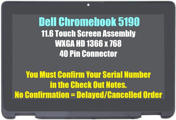 1 of 4-image forDell Chromebook 5190 0VCTXR 11.6" HD LCD Touch Screen Assembly Bezel