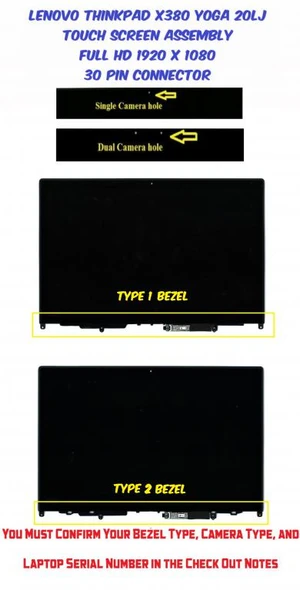 1 of 9-image for13.3" Lenovo FRU 02DA173 02DA174 LED LCD Touch Screen Assembly Bezel 30 Pin