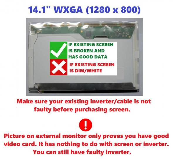 1 of 11-image forAu Optronics B141ew04 V.8 REPLACEMENT LAPTOP LCD Screen 14.1" WXGA Single Lamp