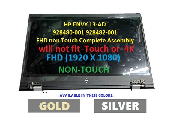 1 of 3-image for928472-001 HP Envy 13T-AD000 13-ad011la 13T-AD100 LCD Non Touch Screen Whole Hinge Up
