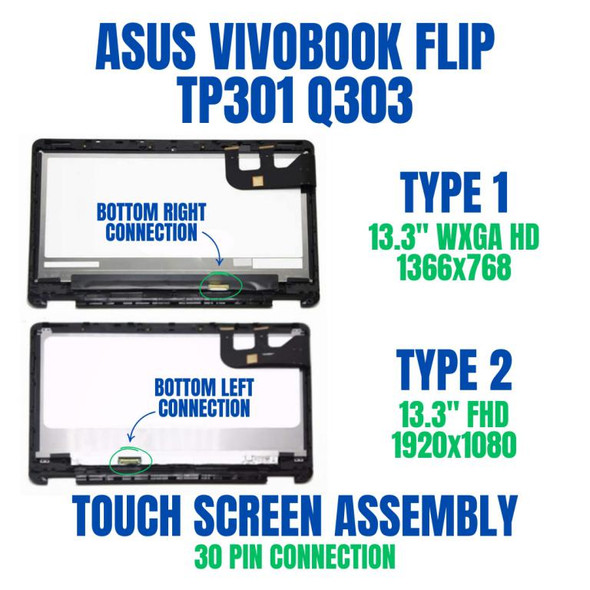 1 of 4-image for13.3" N133HSE-EA3 LED Display Touch Screen Assembly Frame ASUS TP301UJ-C4011T C4094T 1920x1080