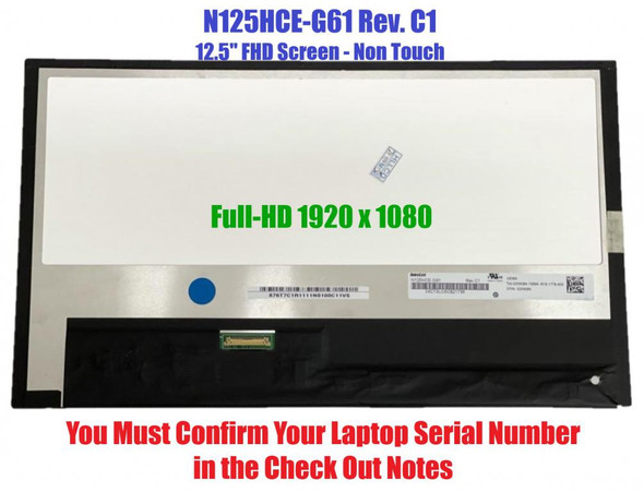 1 of 6-image forInnolux N125HCE-G61 12.5" 1920x1080 WLED LCD Display Panel