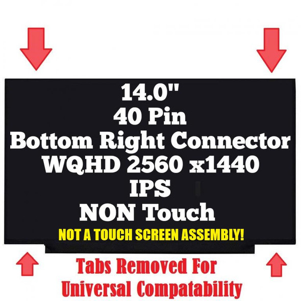 1 of 5-image forWQHD IPS LED LCD Screen Panel Display B140QAN01.3 Lenovo fru 00NY441 40 Pin Non Touch