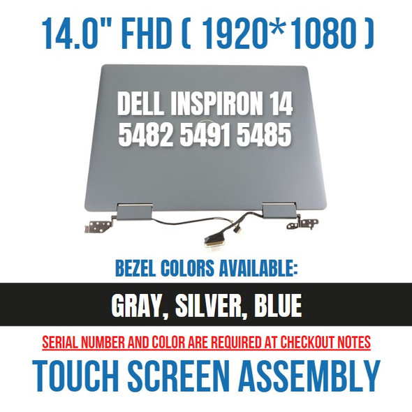 1 of 3-image for14" Dell Inspiron 14 5482 5485 p93g p93g001 LCD Touch Screen Assembly Gray