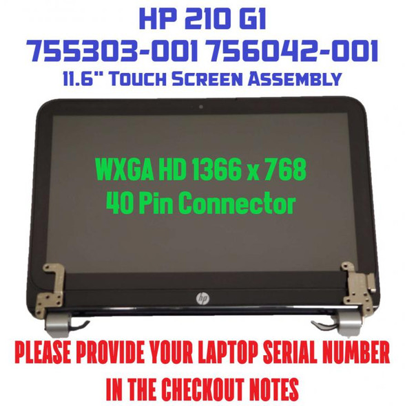 1 of 6-image forHP 11.6" HD WLED SVA LCD Touch Screen Full assembly Silver 756042-001