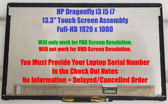 1 of 6-image for13.3" HP Dragonfly series Touch Screen LCD Display assembly FHD l74089-001