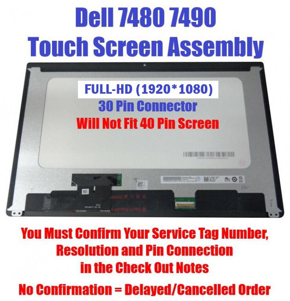1 of 5-image forDell Latitude 7480 7490 14" Glossy Touch Display Laptop Screen Assembly Xg5g2