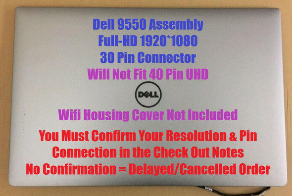 2 of 5-image forDell Precision 5510 Xps 9550 9560 15.6" FHD Screen Panel Complete Assembly N98cy
